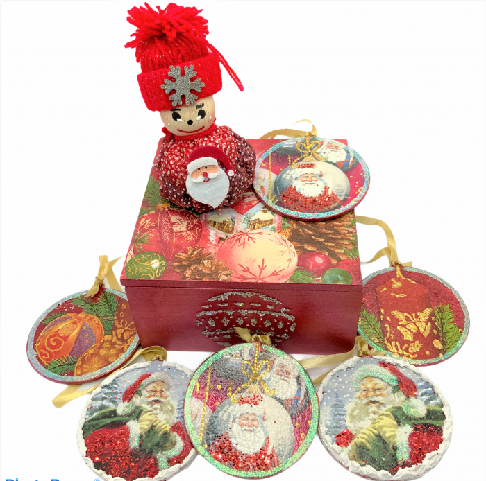 Set decorațiuni WOODEN BOX - Red handmade [1]