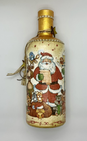 Sticlă decorată manual - Rudolf & Santa [2]