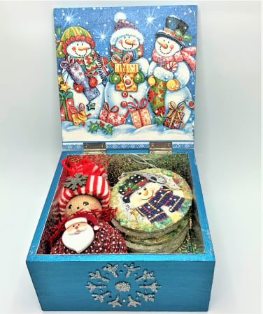 Set decorațiuni WOODEN BOX - Blue  handmade [2]