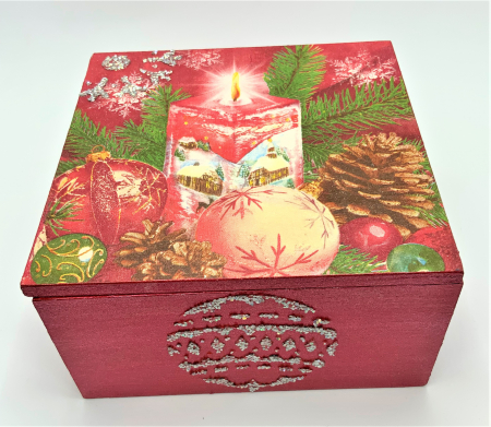 Set decorațiuni WOODEN BOX - Red handmade [4]