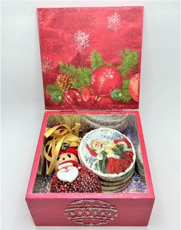 Set decorațiuni WOODEN BOX - Red handmade [2]