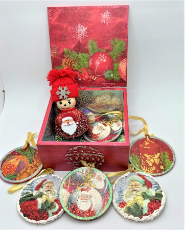 Set decorațiuni WOODEN BOX - Red handmade [1]