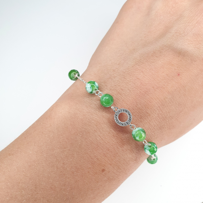 Bratara Agata Fire Green, argint [2]