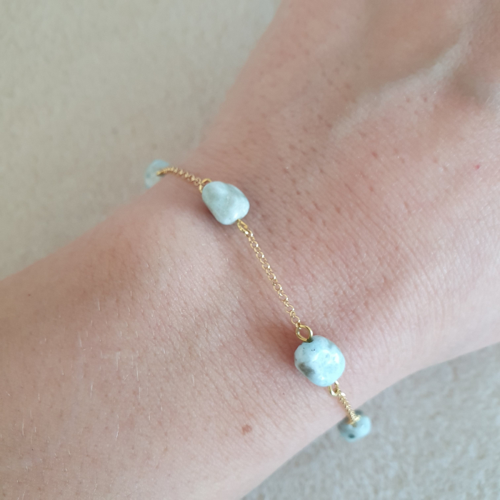 Bratara Rare Larimar, argint placat cu aur [2]