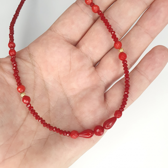 Colier Choker Susan, cu coral, argint placat cu aur [3]