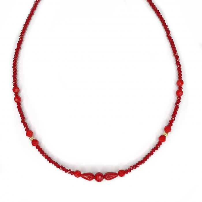 Colier Choker Susan, cu coral, argint placat cu aur [4]