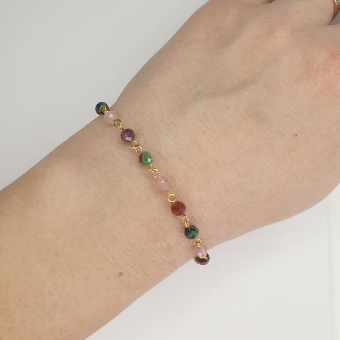 Bratara Turmalina si Rubin in zoisit, argint placat cu aur [2]