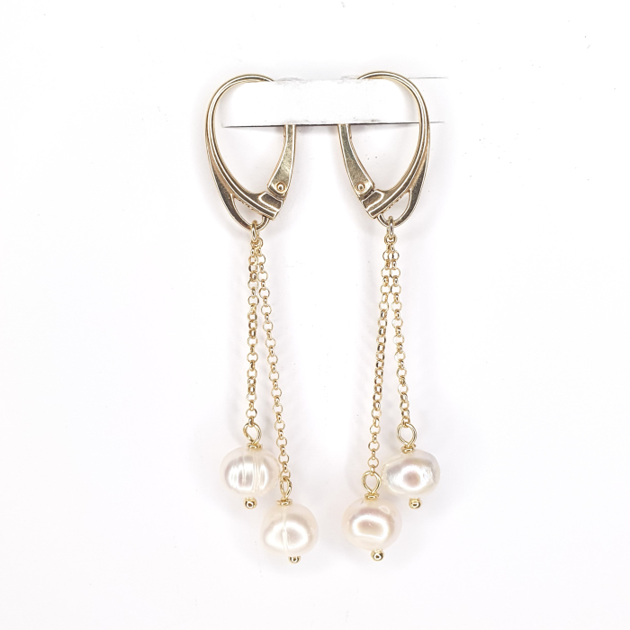 Cercei Mira cu perle de cultura, argint placat cu aur [2]