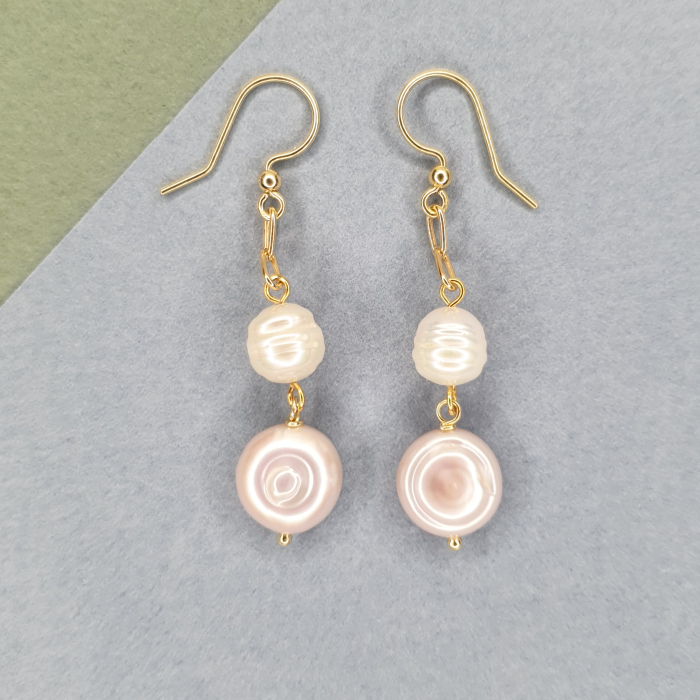 Cercei Oana cu perle de cultura, argint placat cu aur [2]