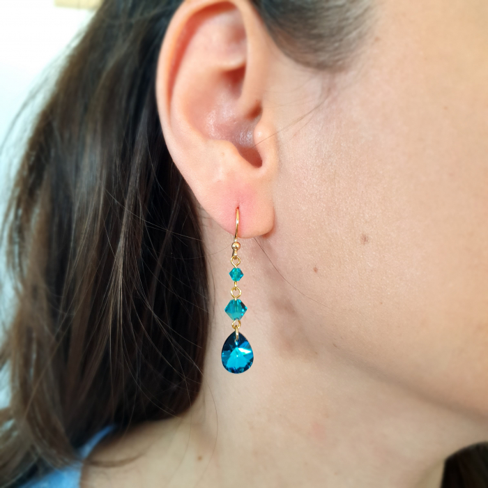 Cercei Drop Turquoise, argint placat cu aur [2]