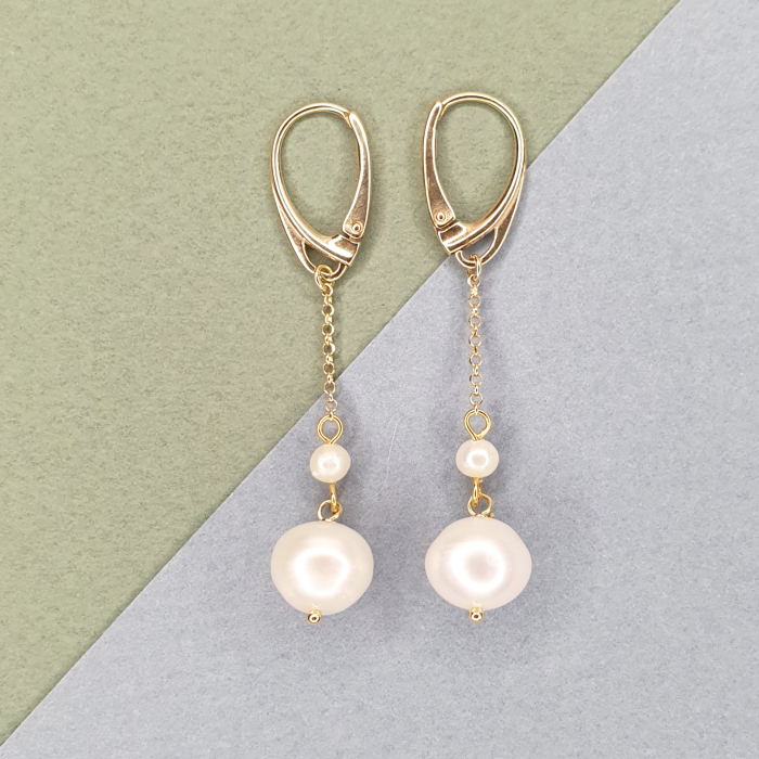 Cercei Anais cu perle de cultura, argint placat cu aur [1]