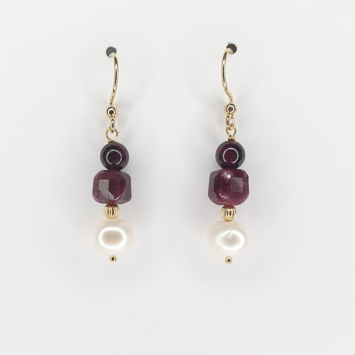 Cercei Granat Pearls, argint placat cu aur [1]