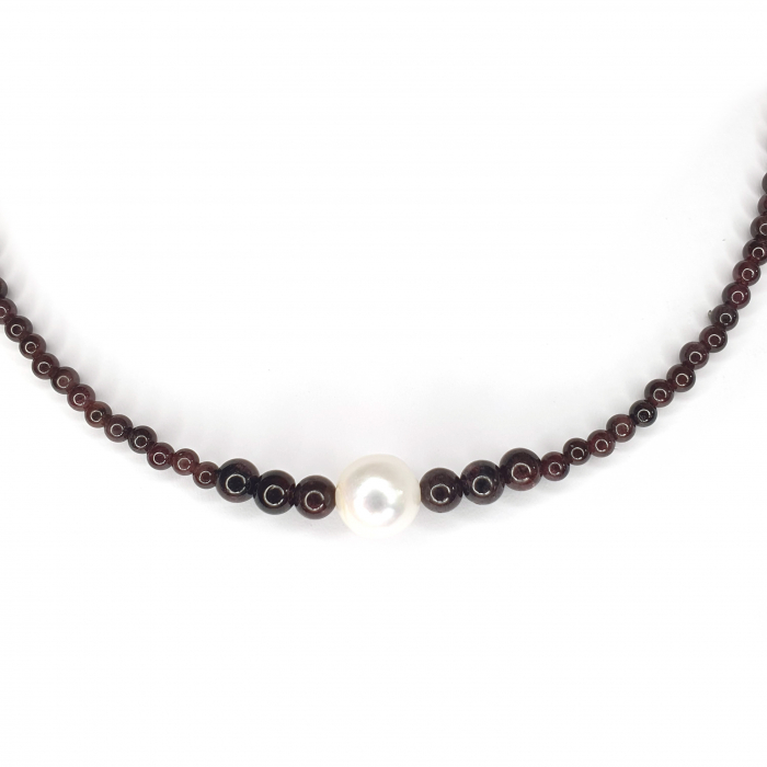 Colier Choker Granat Pearls, argint placat cu aur [3]