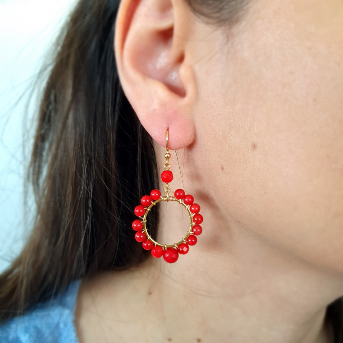 Cercei Hoops Coral, tortite argint placat cu aur [2]