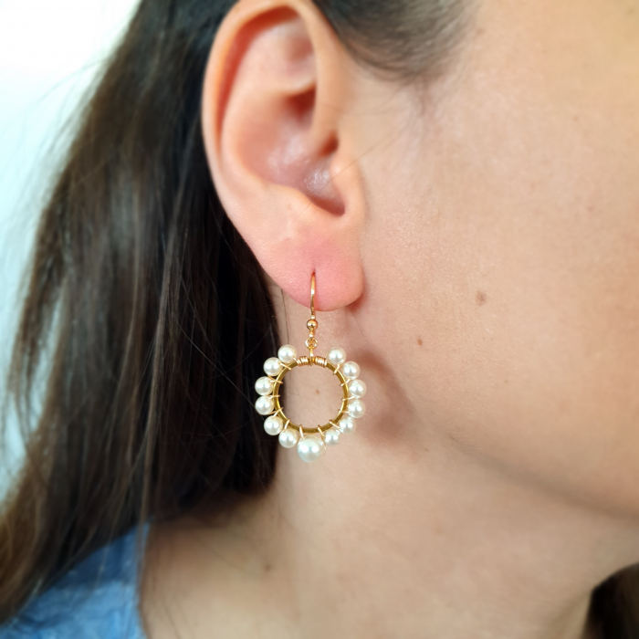 Cercei Hoops Mirena, tortite argint placat cu aur [2]