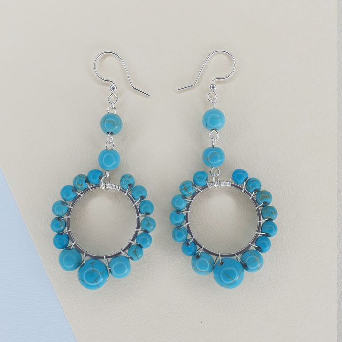 Cercei Hoops Turcoaz, tortite argint [3]