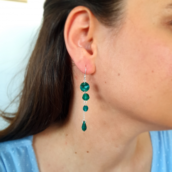 Cercei Love and Emerald Glam, argint [2]