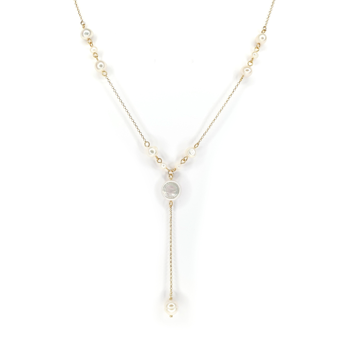 Colier Oana cu perle de cultura, argint placat cu aur [6]