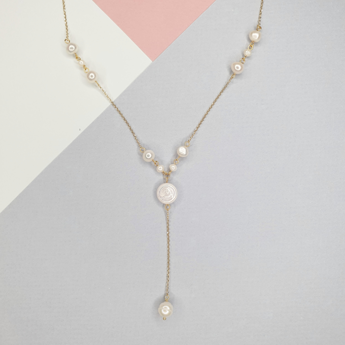 Colier Oana cu perle de cultura, argint placat cu aur [2]