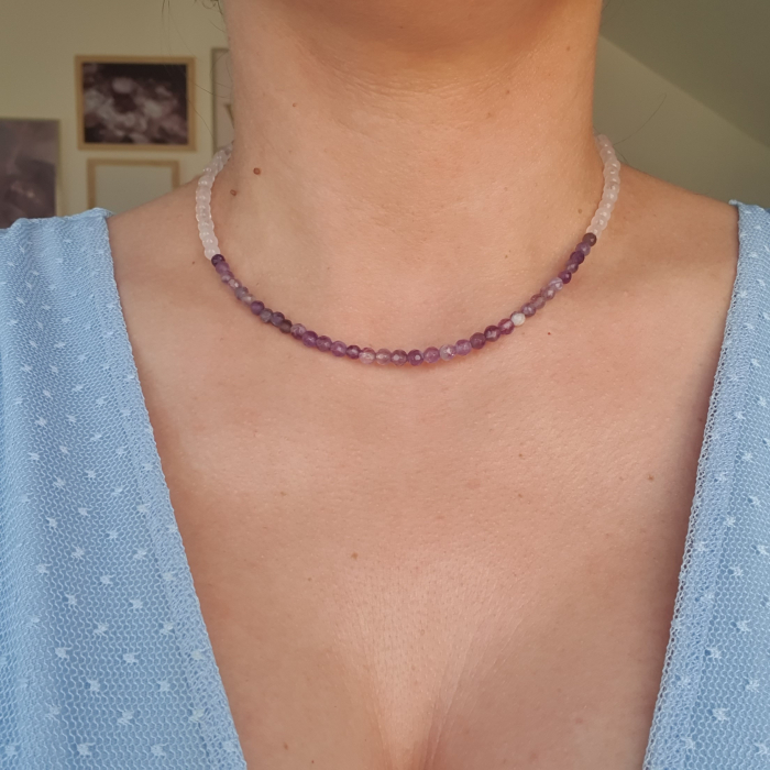 Colier Choker Ametist si Cuart, argint [3]