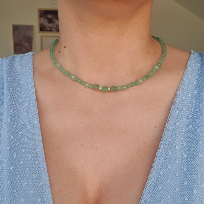 Colier Choker Aventurin, argint placat cu aur [3]