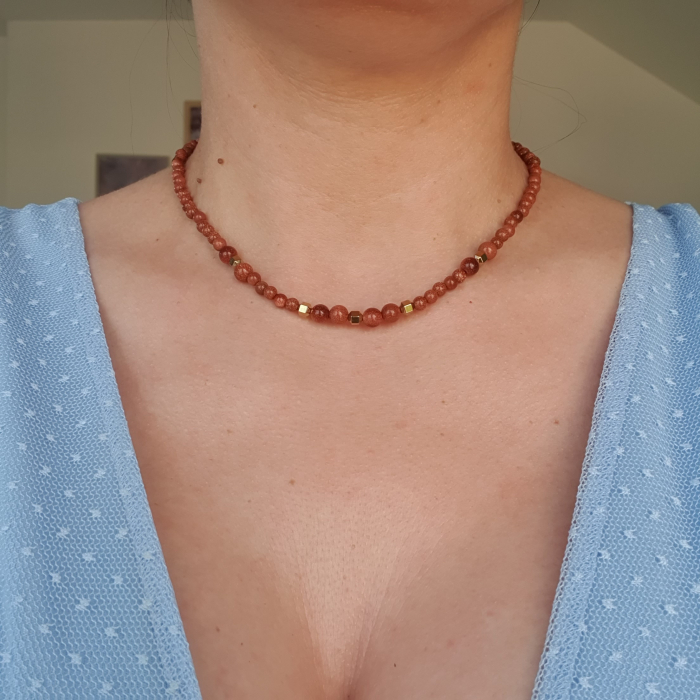 Colier Choker Goldstone, argint placat cu aur [3]