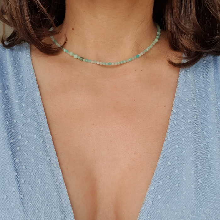 Colier Choker Amazonit Alina, argint placat cu aur [3]