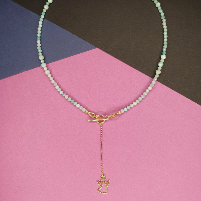 Colier Choker Amazonit Alina, argint placat cu aur [6]