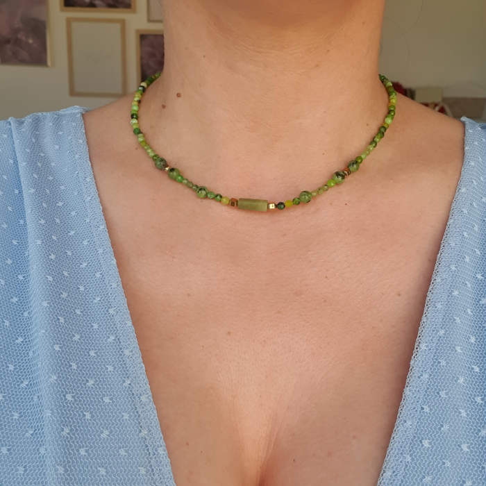 Colier Choker Jad Canadian, argint placat cu aur [3]