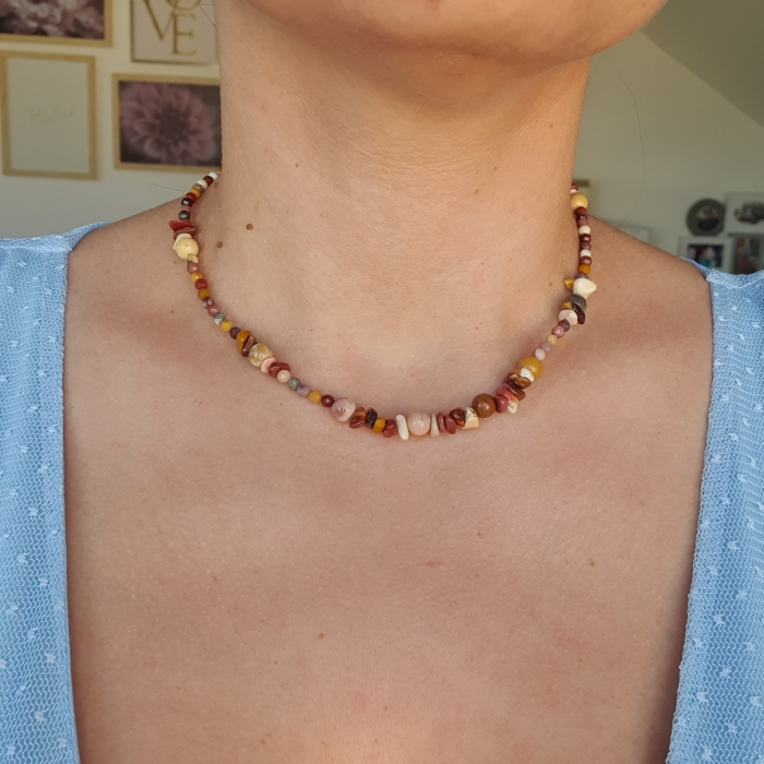 Colier Choker Jasp Mocait, argint placat cu aur [3]