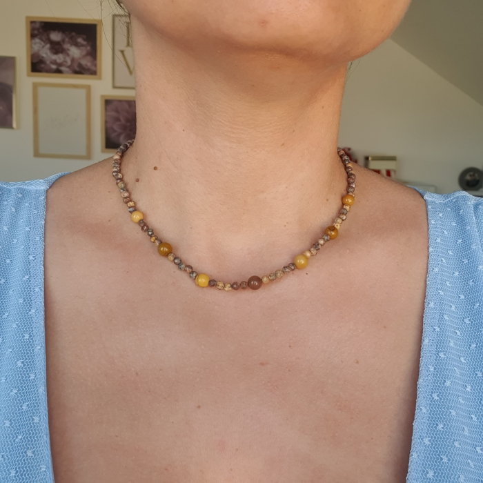 Colier Choker Jasp Picasso, argint placat cu aur [3]