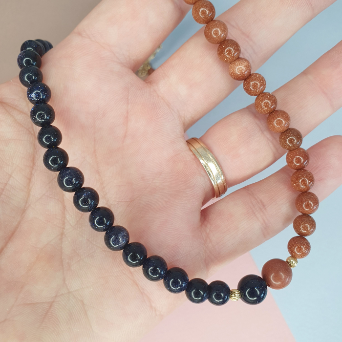 Colier Choker Piatra soarelui, argint placat cu aur [2]