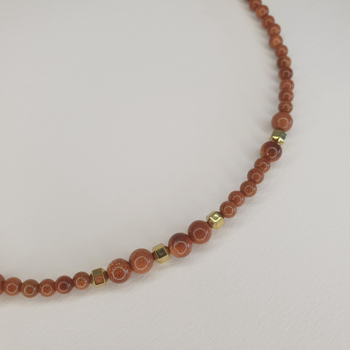 Colier Choker Goldstone, argint placat cu aur [2]