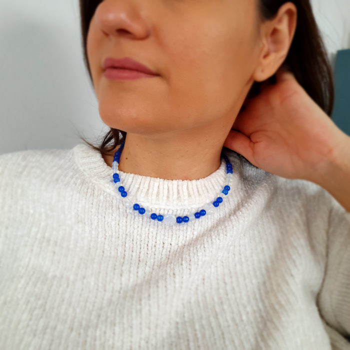 Colier Choker Opalit si Jad, argint [2]