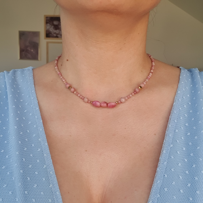 Colier Choker Rodocrozit, argint placat cu aur [3]