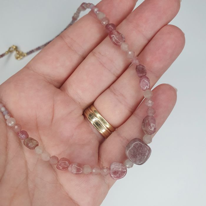 Colier Choker Turmalina Roz, argint placat cu aur [2]