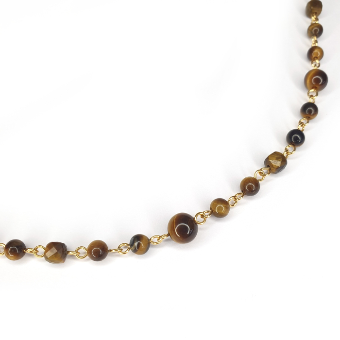 Colier complet Ochi de tigru, argint placat cu aur [3]