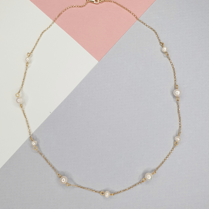 Colier Aurelia cu perle de cultura, argint placat cu aur [1]