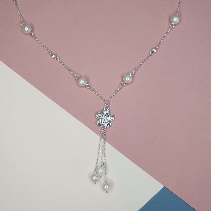 Colier cu perle Floare, argint [5]