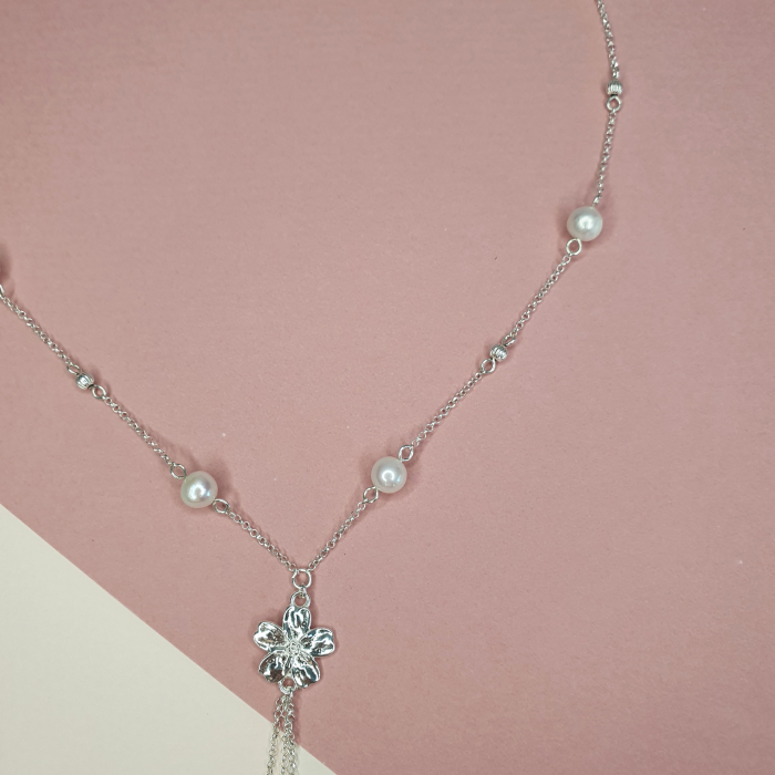 Colier cu perle Floare, argint [4]