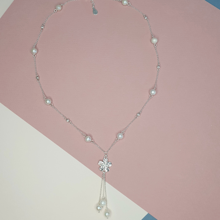 Colier cu perle Floare, argint [2]