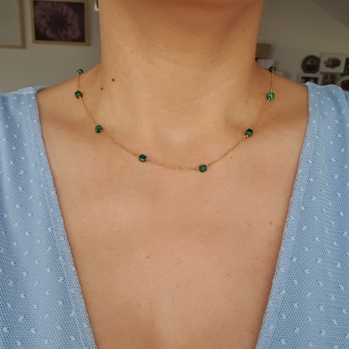 Colier Daria, cu malachit Natural, argint placat cu aur [2]