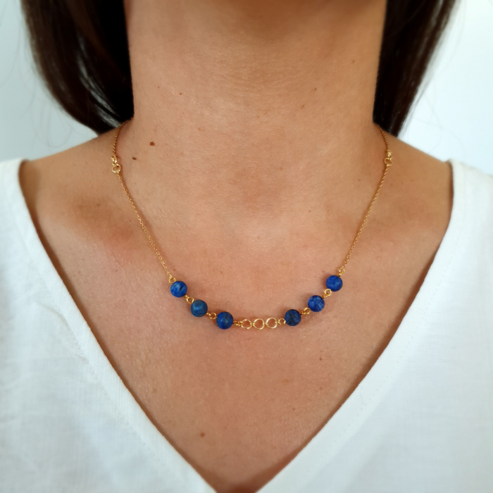 Colier Rare Lapis Lazuli, argint placat cu aur [2]