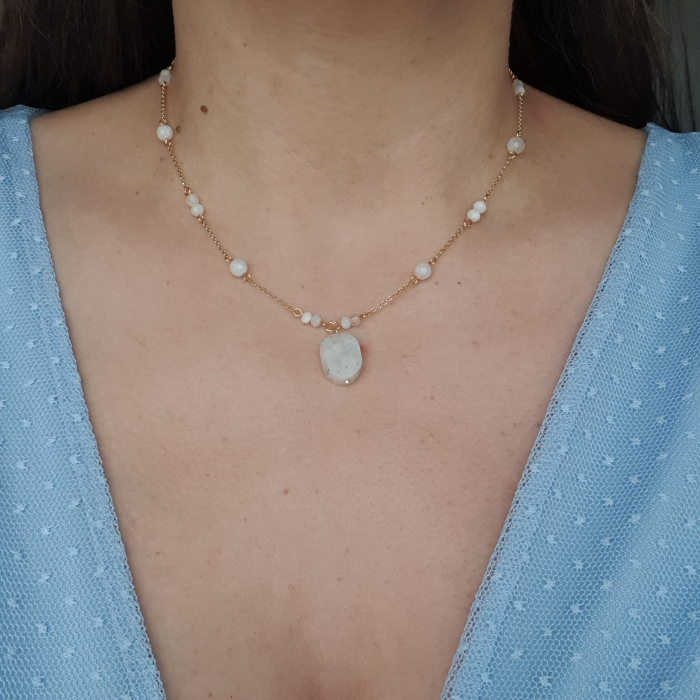 Colier Leona cu Piatra lunii, argint placat cu aur [3]