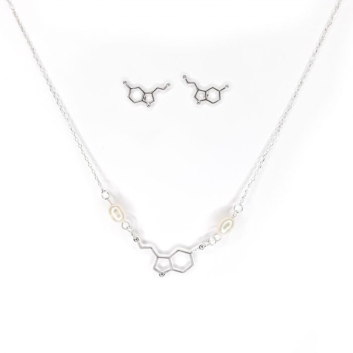 Set colier si cercei cu tija Silver Serotonina (Hormonul fericirii), argint [3]