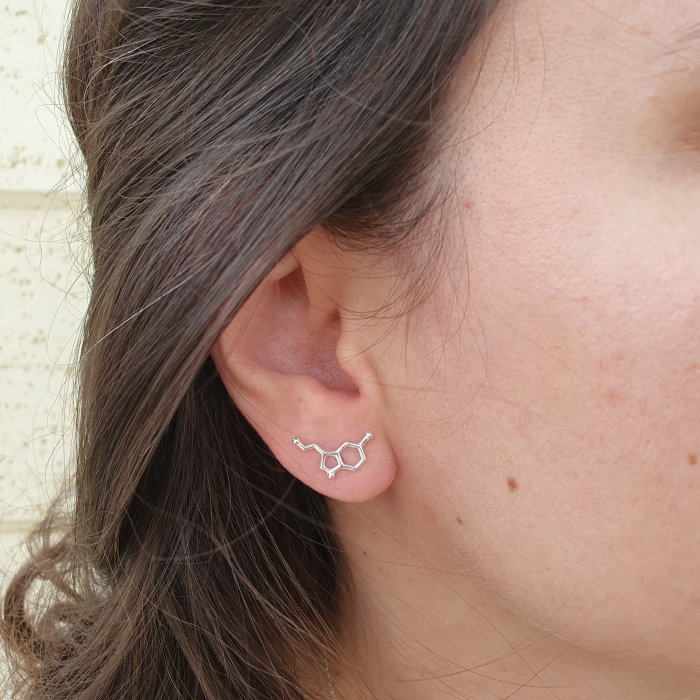 Set colier si cercei cu tija Silver Serotonina (Hormonul fericirii), argint [5]