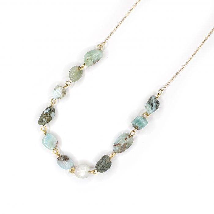 Colier Stones Larimar, argint placat cu aur [4]