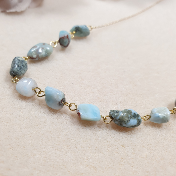Colier Stones Larimar, argint placat cu aur [3]