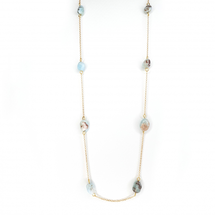 Colier Rare Larimar, argint placat cu aur [2]