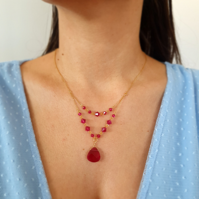 Colier Sweet Fuchsia, argint placat cu aur [2]